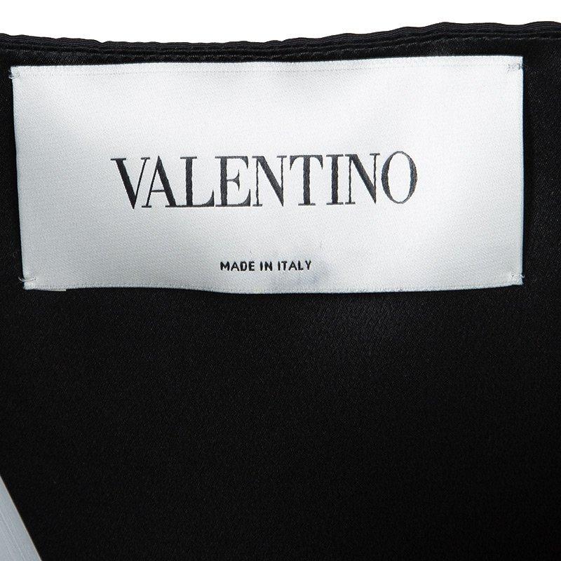 Valentino Black Plunged Neck Bow Detail Sleeveless Dress M 1