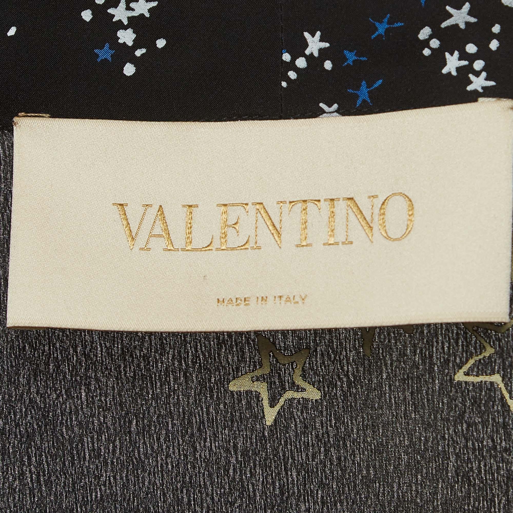Women's Valentino Black Print Silk and Velvet Long Sleeve Playsuit M For Sale
