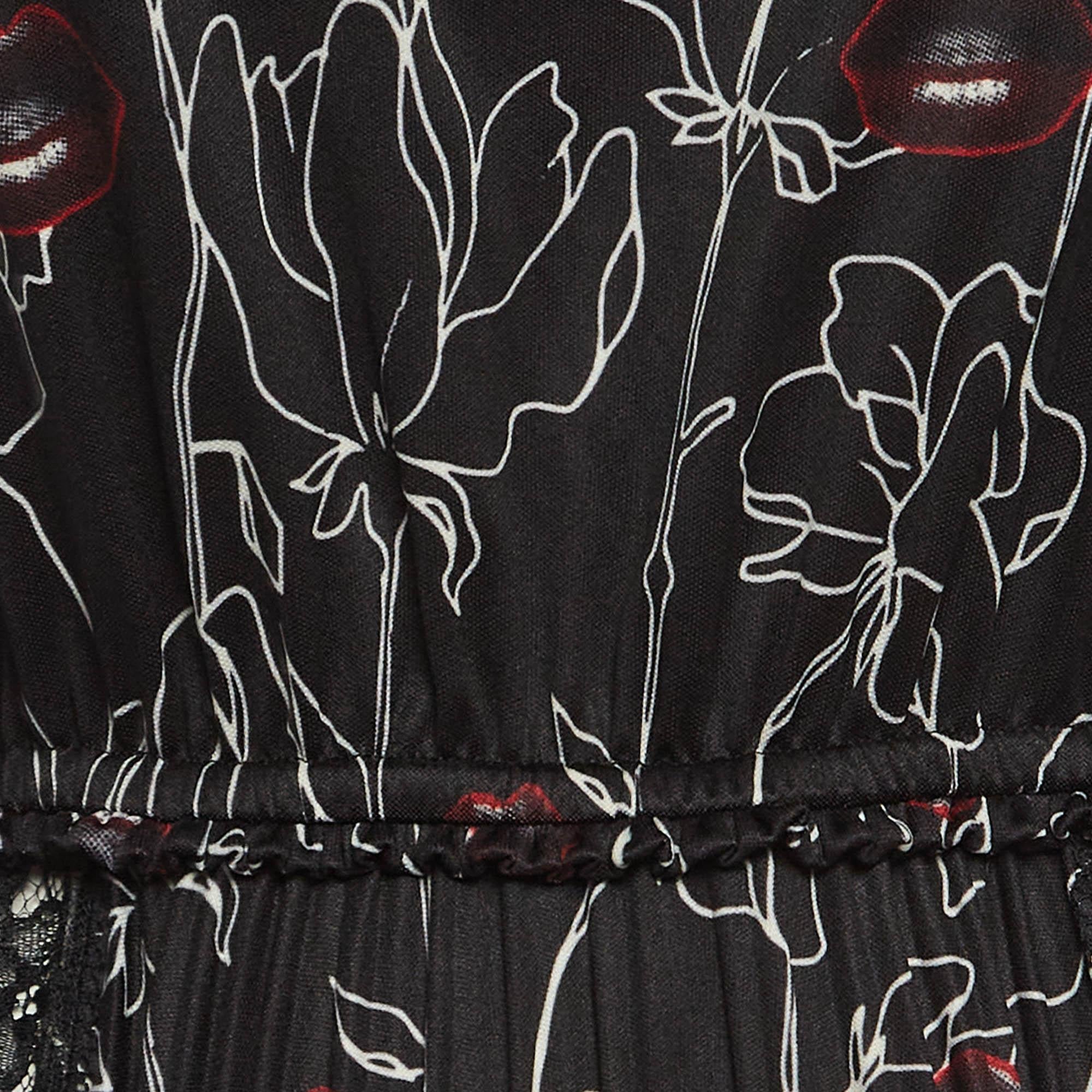 Valentino - Robe midi en jersey imprimé - Noir XS Bon état - En vente à Dubai, Al Qouz 2