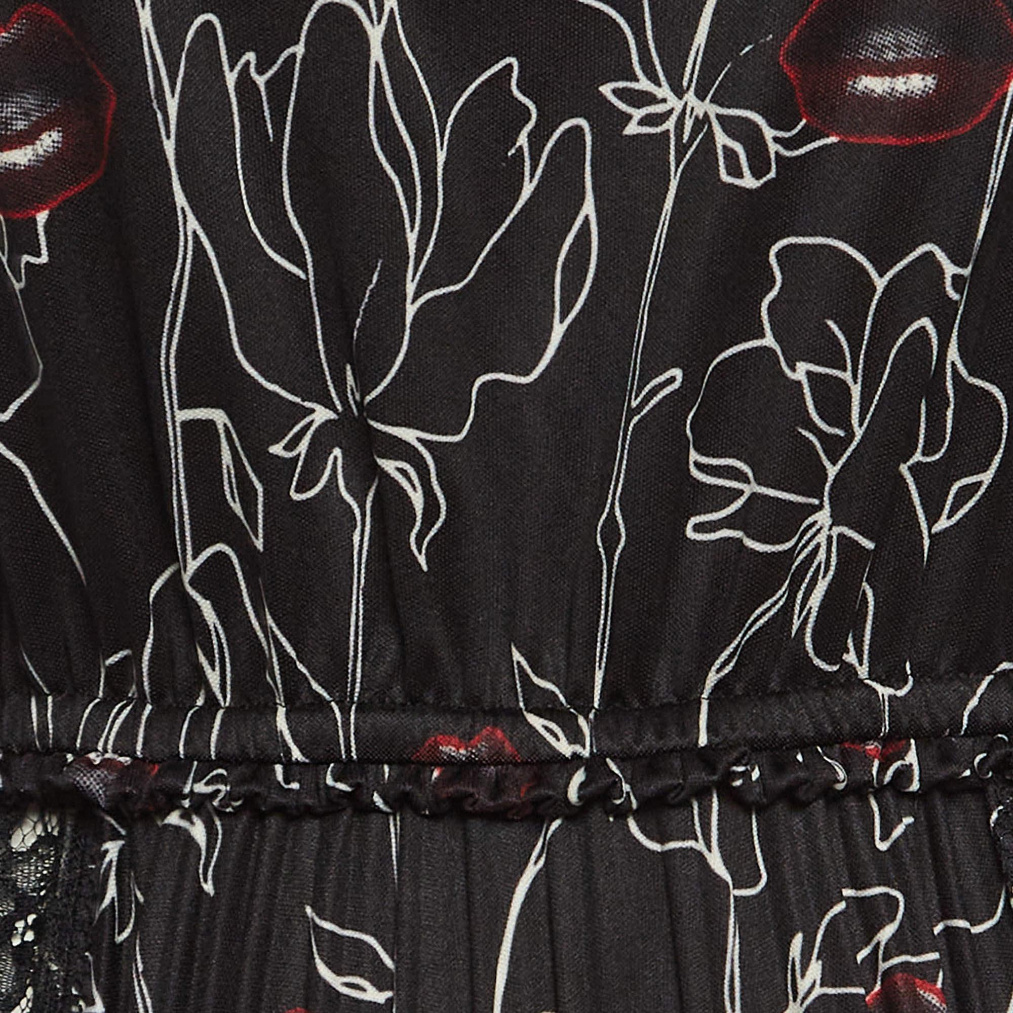 Valentino Black Printed Jersey Midi Dress XS In Good Condition For Sale In Dubai, Al Qouz 2