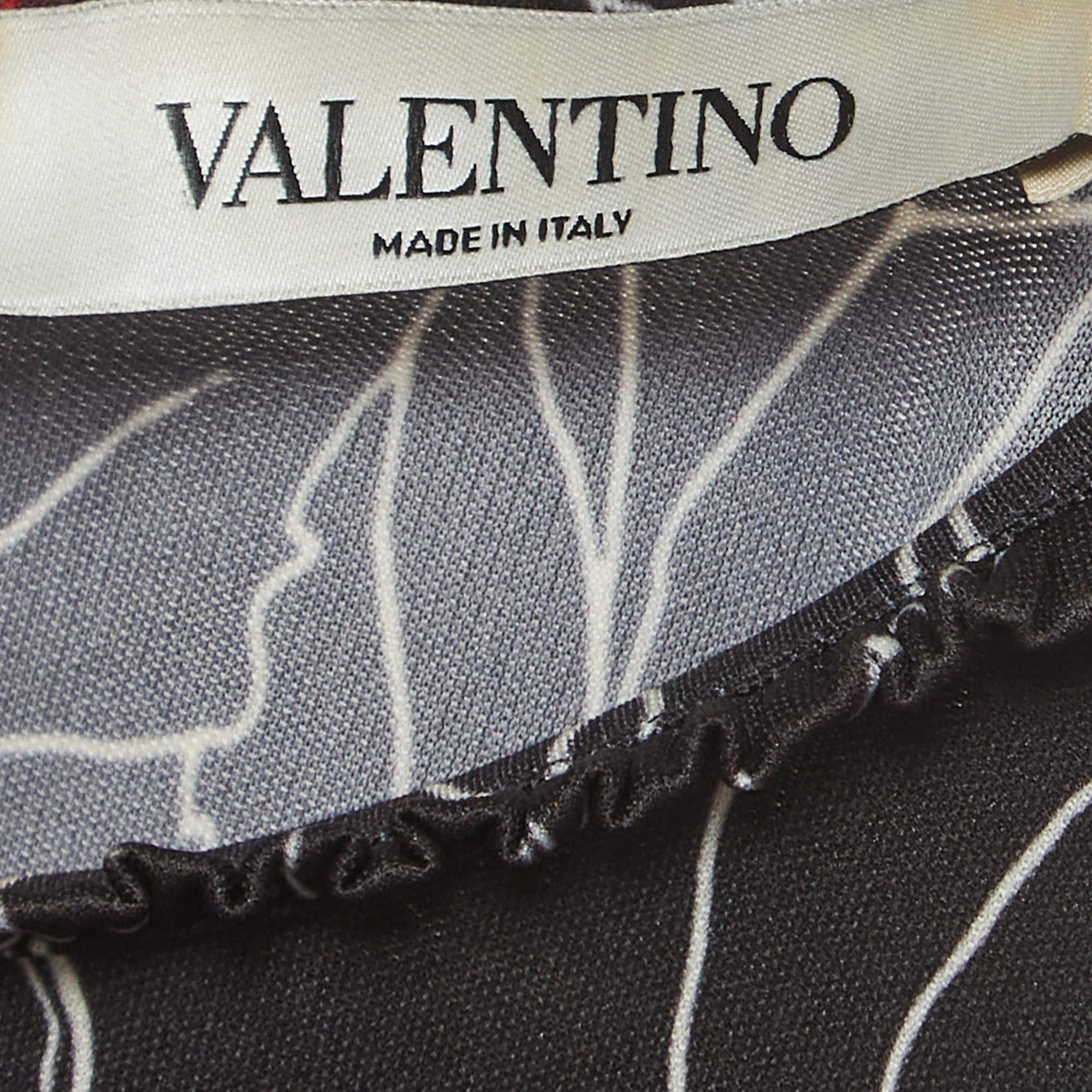 Valentino Black Printed Jersey Midi Dress XS For Sale 3