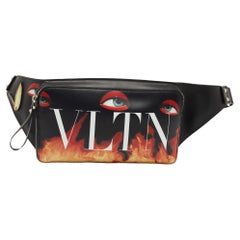 Valentino Black Printed Leather Emilio Villalba x VLTN Belt Bag