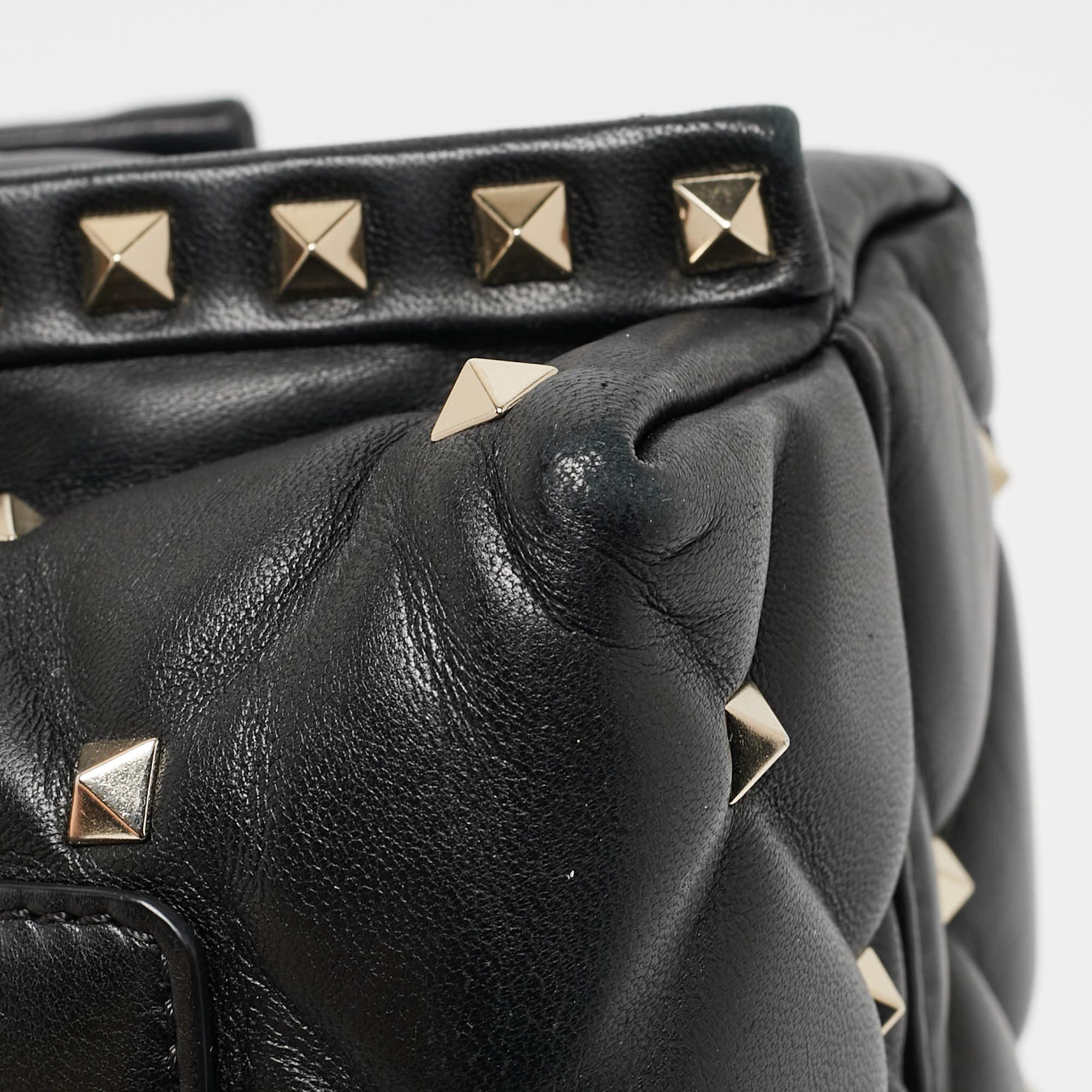 Valentino Black Quilted Leather Medium Candystud Top Handle Bag 6
