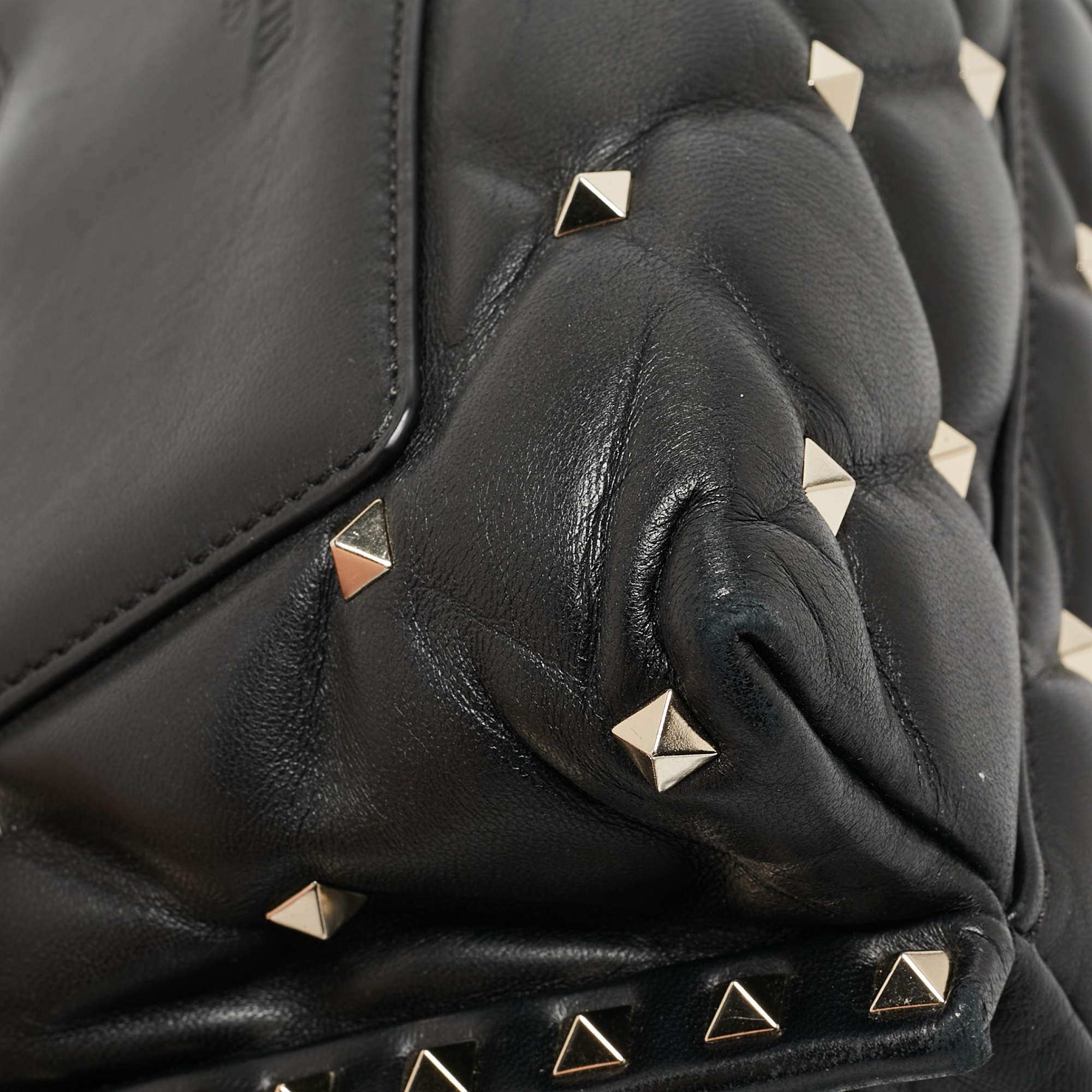 Valentino Black Quilted Leather Medium Candystud Top Handle Bag 7