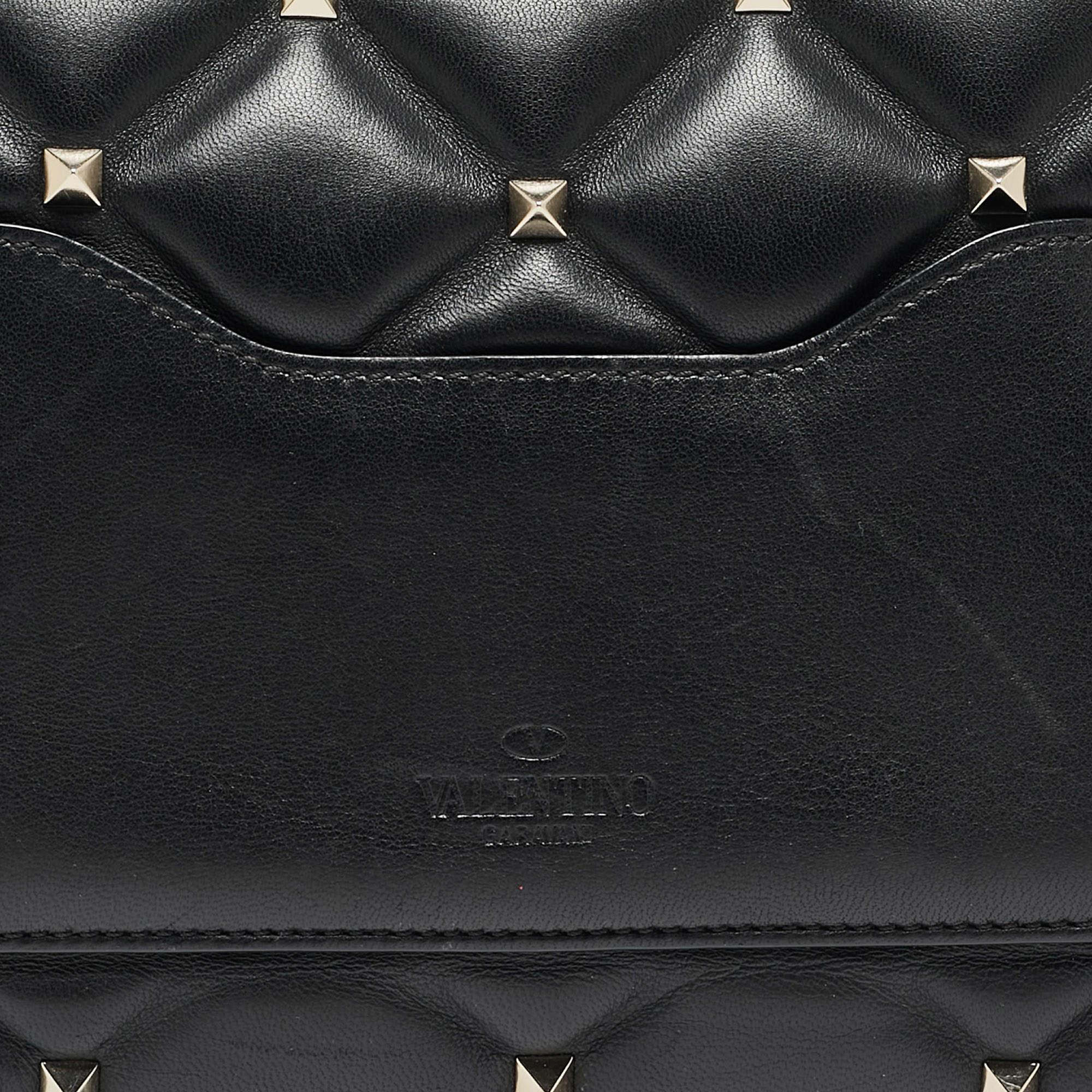 Valentino Black Quilted Leather Medium Candystud Top Handle Bag 1