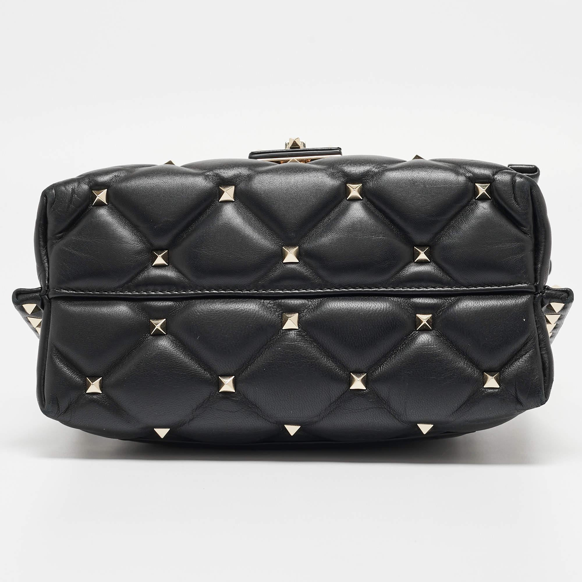 Valentino Black Quilted Leather Medium Candystud Top Handle Bag 3