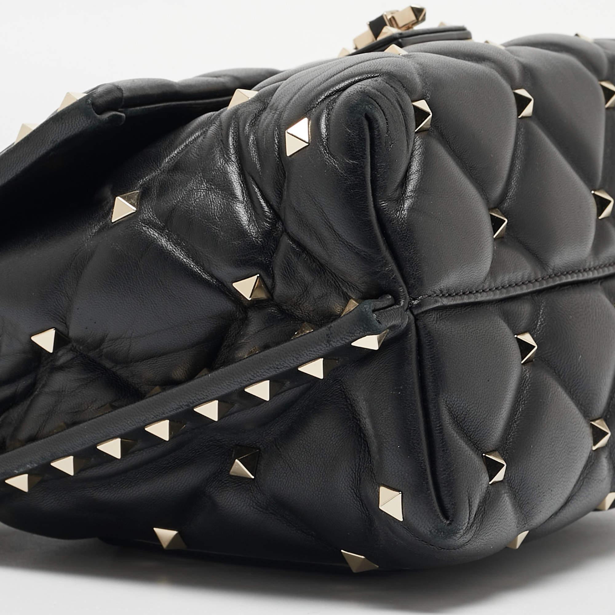Valentino Black Quilted Leather Medium Candystud Top Handle Bag 4
