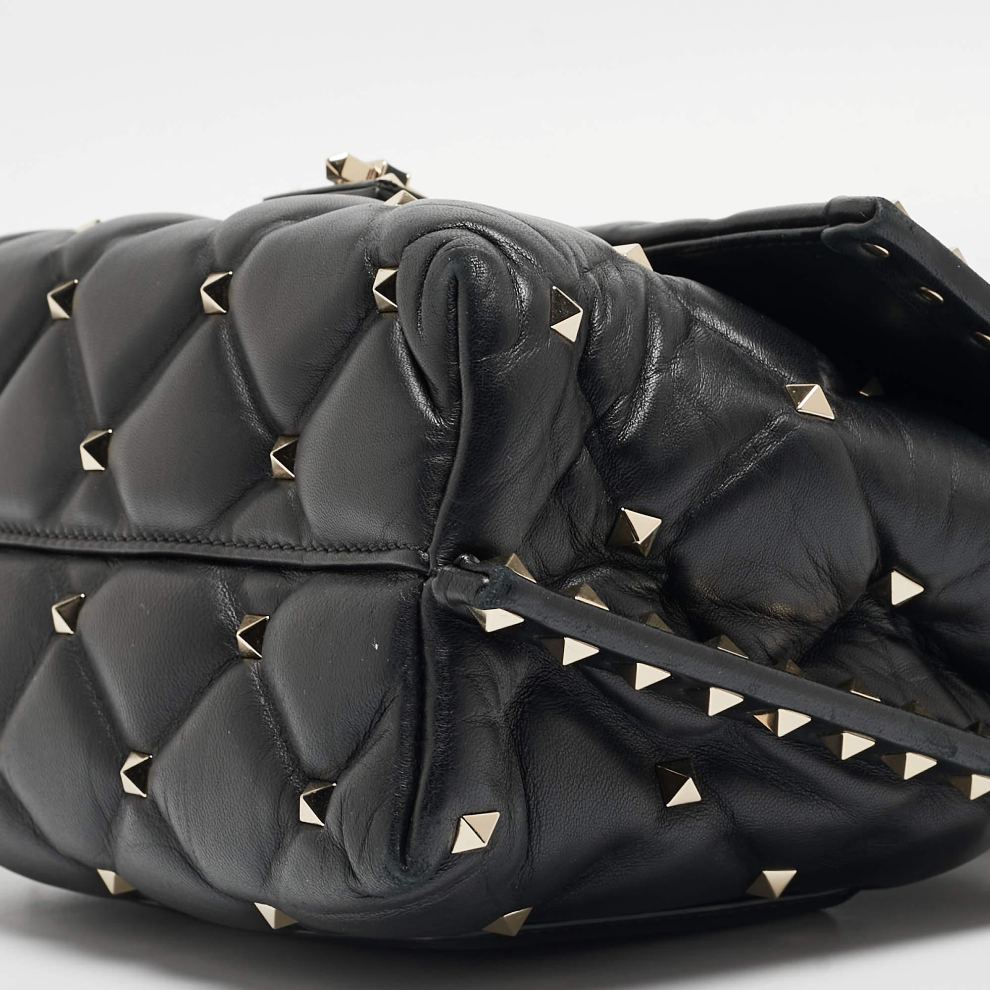 Valentino Black Quilted Leather Medium Candystud Top Handle Bag 5