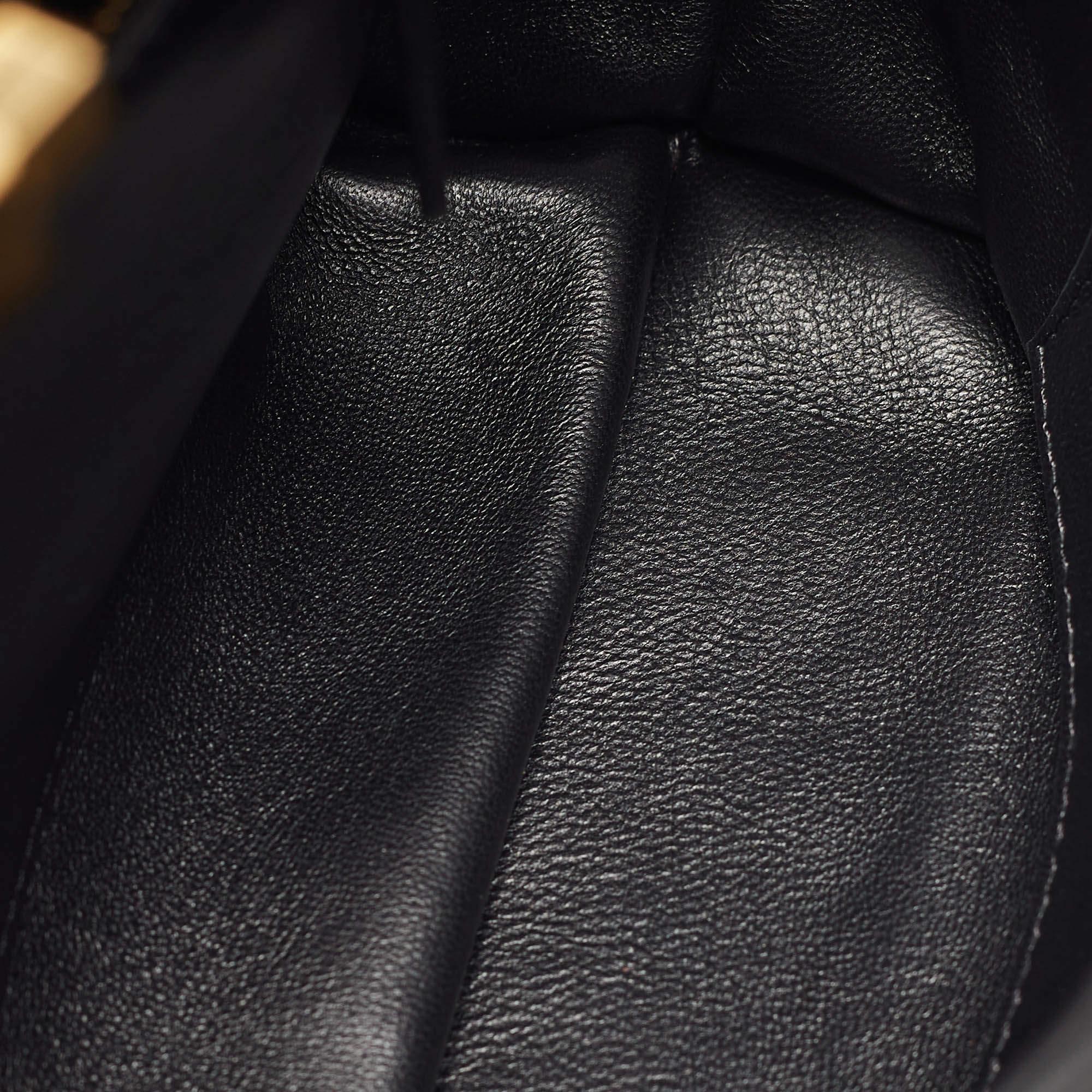 Women's Valentino Black Quilted Leather Medium Roman Stud Top Handle Bag