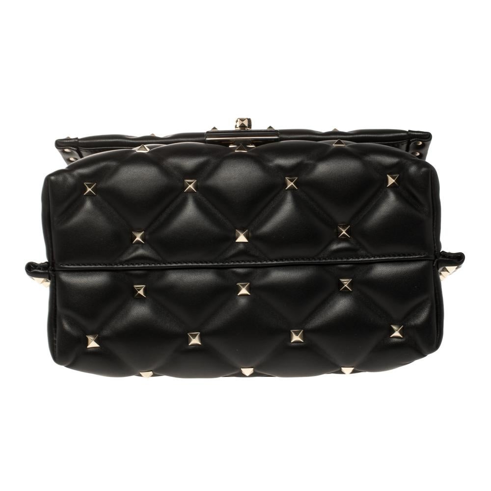 Valentino Black Quilted Leather Medium VLTN Candystud Top Handle Bag 3