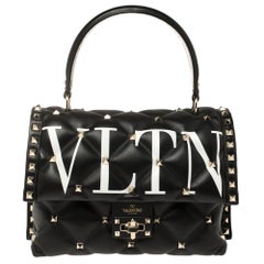 Valentino - Sac à main en cuir matelassé VLTN Candystud - noir