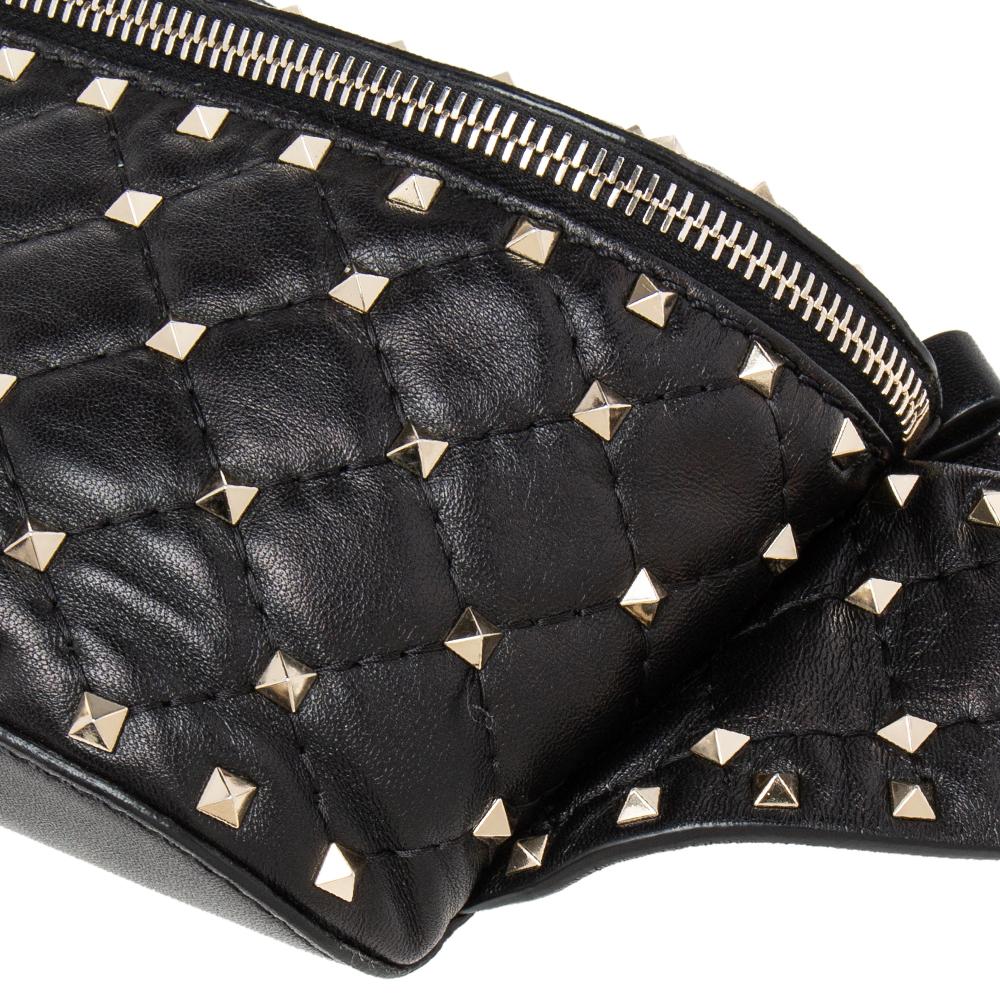 Valentino Black Quilted Leather Rockstud Bum Bag 3