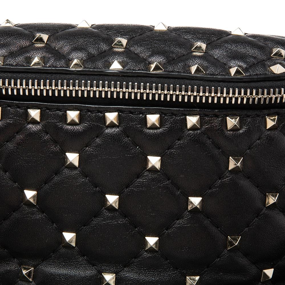 Valentino Black Quilted Leather Rockstud Bum Bag 5
