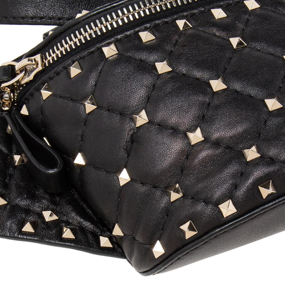 Valentino Black Quilted Leather Rockstud Bum Bag 2