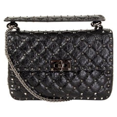 Valentino Borsa a tracolla ROCKSTUD SPIKE MEDIUM in pelle trapuntata nera