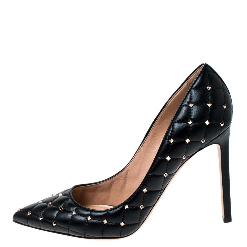 Some shoes protect our feet, but some shoes just make one feel magical at every step. These Valentino pumps fall into the magical category as they are simply spell-binding. Their leather exteriors are covered in quilt and the iconic pyramid studs.