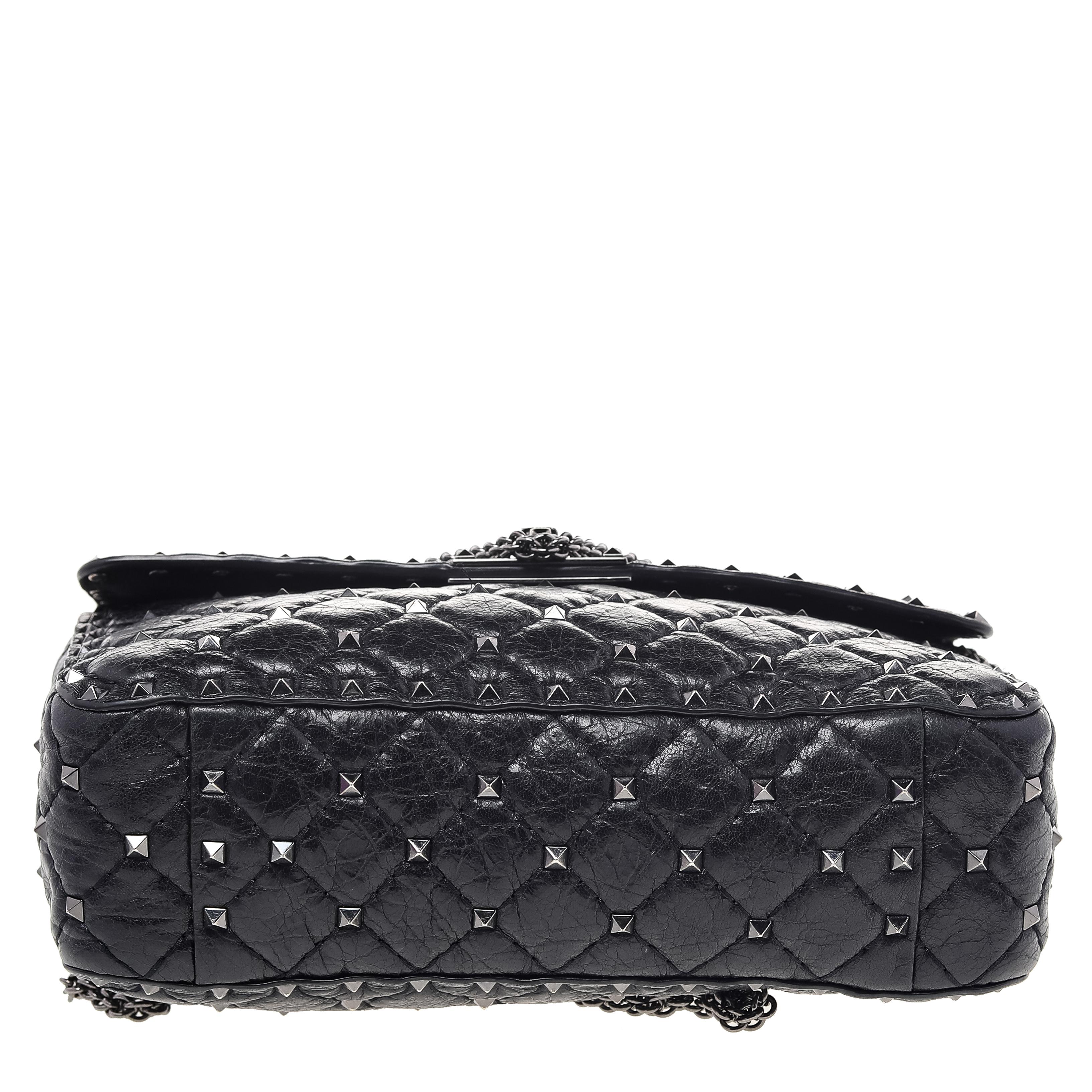 Valentino Black Quilted Leather Rockstud Spike Shoulder Bag 1