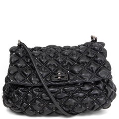 VALENTINO black quilted leather SPIKEME Shoulder Bag