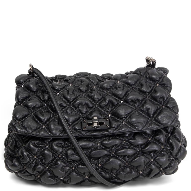 VALENTINO black quilted leather SPIKEME Shoulder Bag at 1stDibs