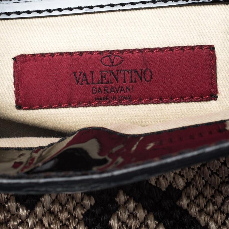 Valentino Black Raffia/Leather and Patent Leather Aphrodite Bow Top ...