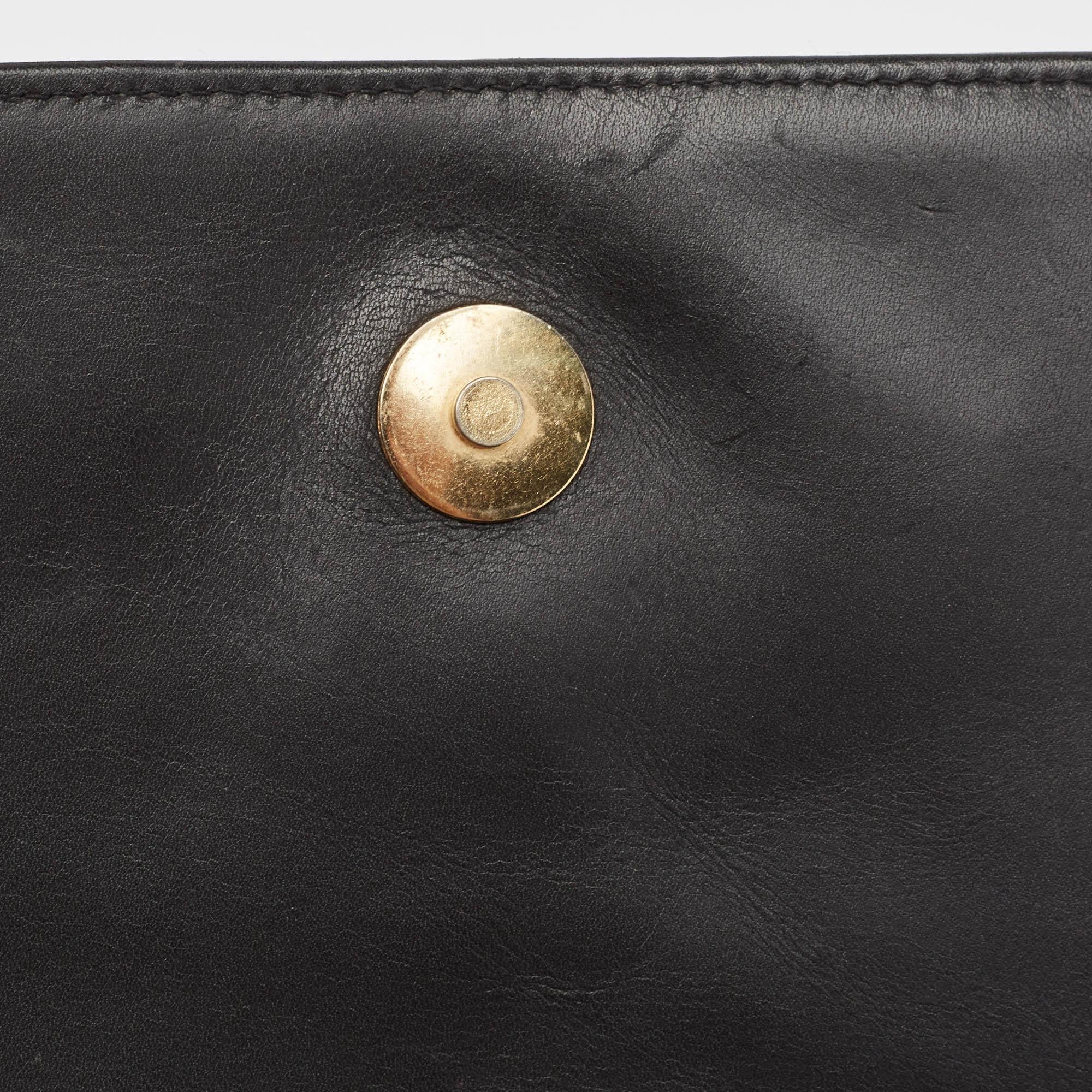Valentino Black/Red Leather Logo Embossed Oversized Clutch Bag 3