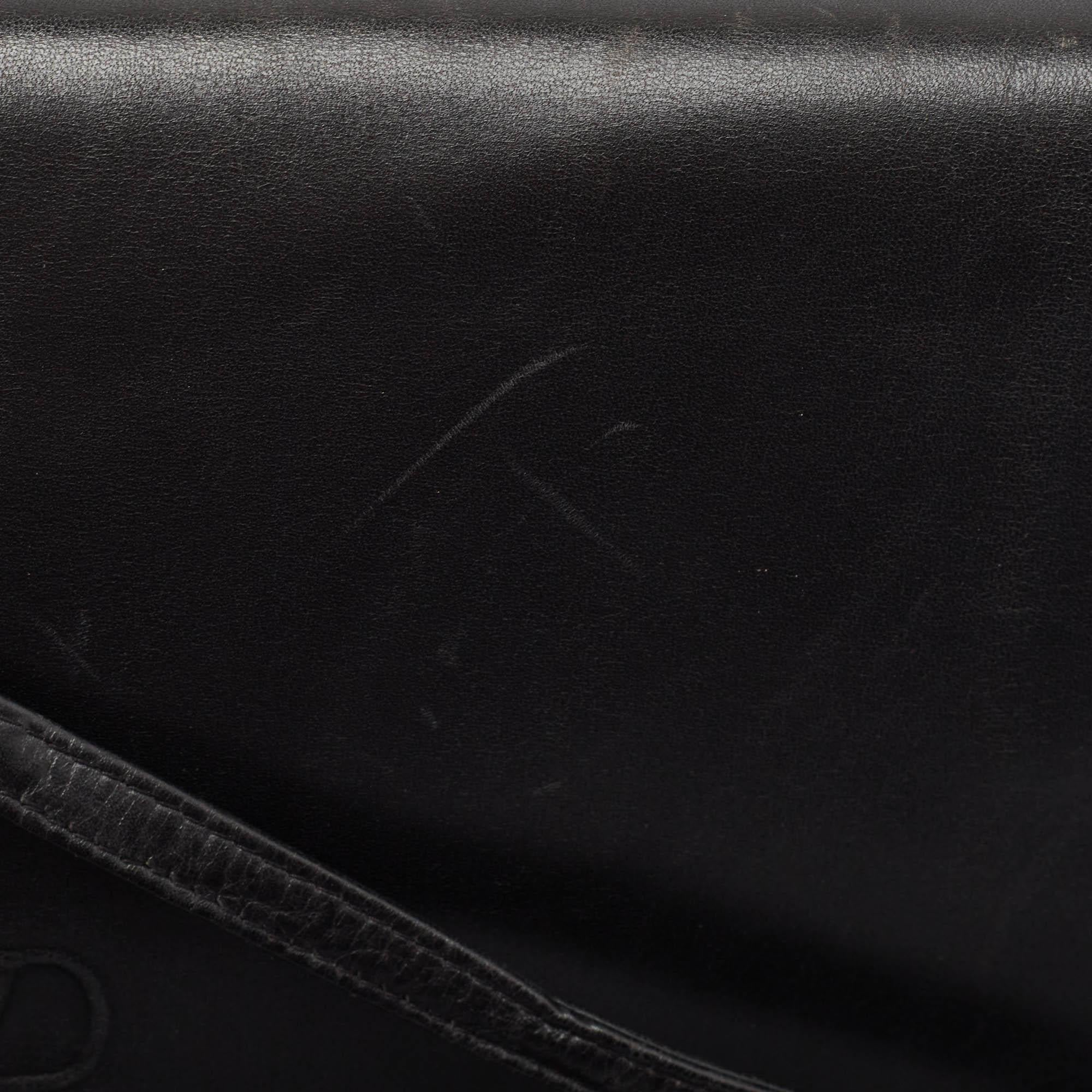 Valentino Black/Red Leather Logo Embossed Oversized Clutch Bag 5