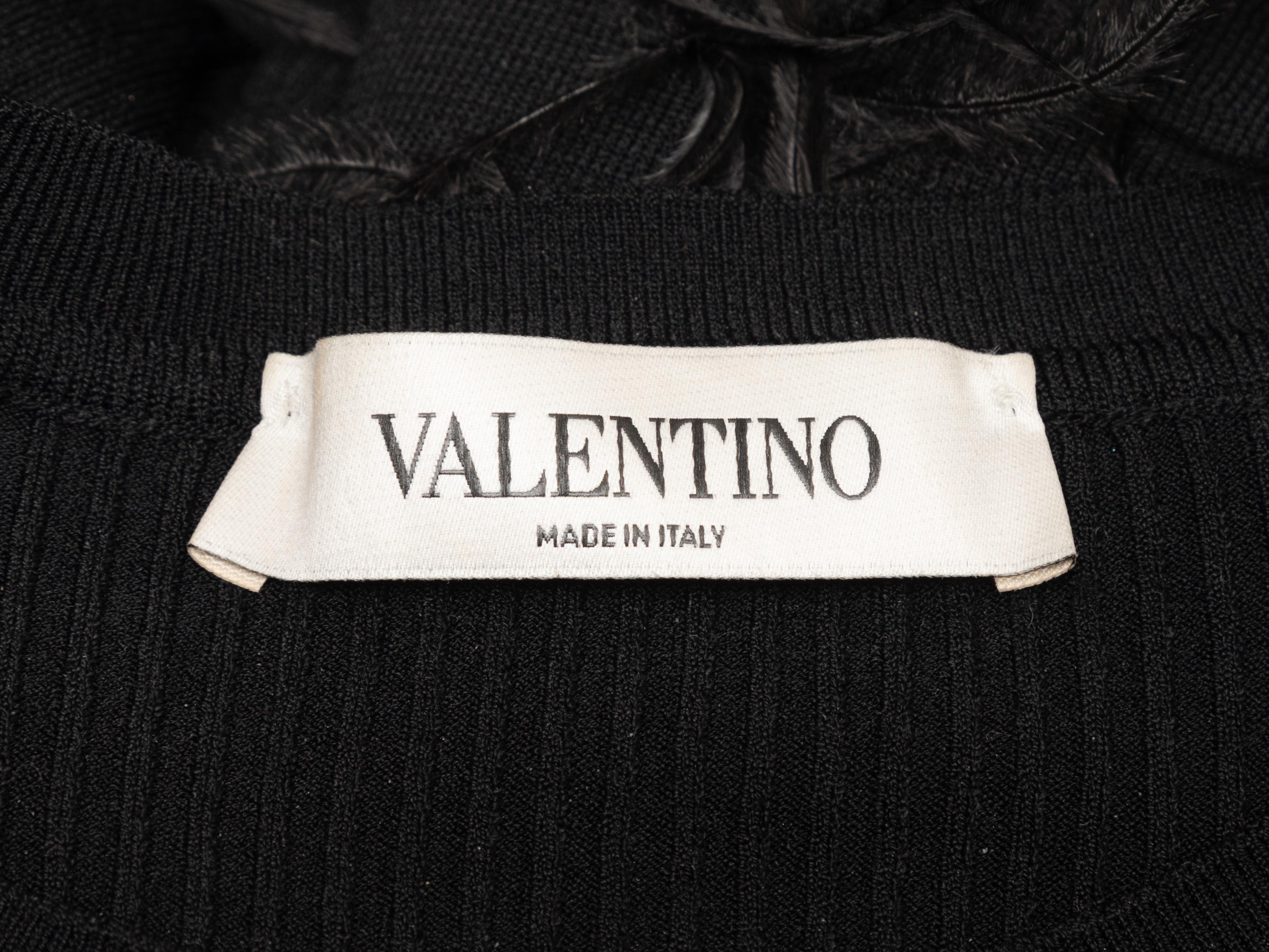 Women's or Men's Valentino Black Rib Knit Feather-Trimmed Top