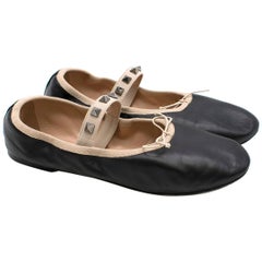 Valentino Black Rockstud Leather Ballet Flats SIZE 36.5