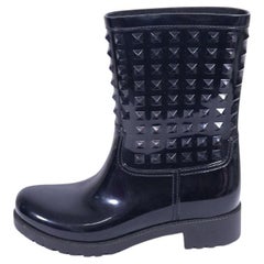 Valentino Black Rockstud Rain Boots Size EU 40