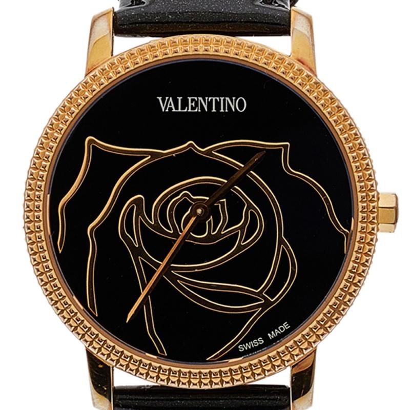 Valentino Black Rose Gold Plated Stainless Steel V56 Women's Wristwatch 36 mm 1