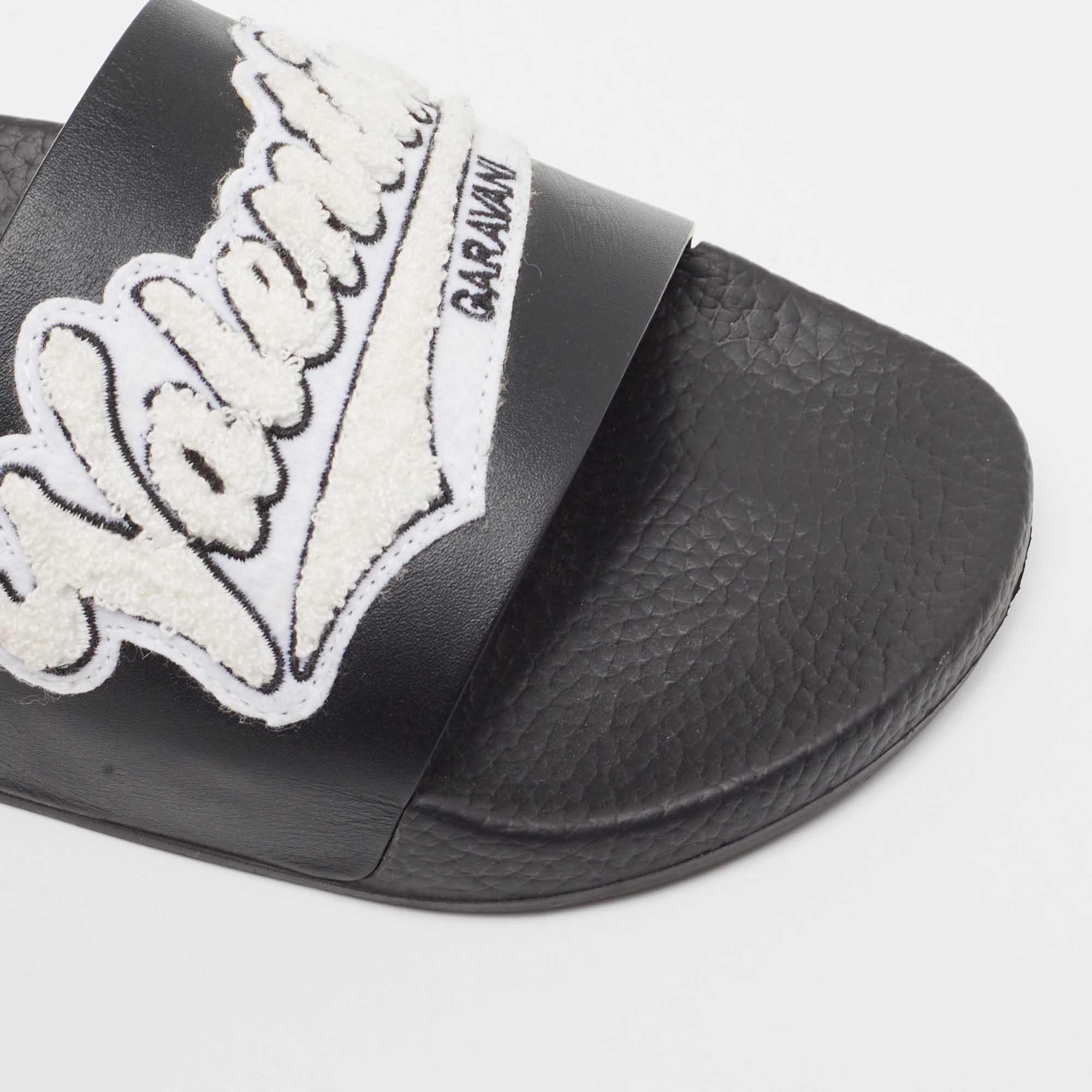 Valentino Black Rubber Logo Patch Pool Slide Flat Size 40 For Sale 2