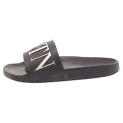 Valentino Black Rubber VLTN Pool Slide Flat Size 40