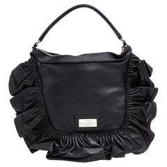 Valentino - Borsa in pelle con volant nera