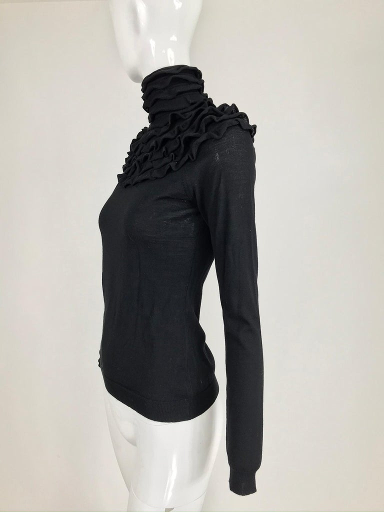 Valentino Black Ruffle Yoke Turtleneck Sweater at 1stDibs