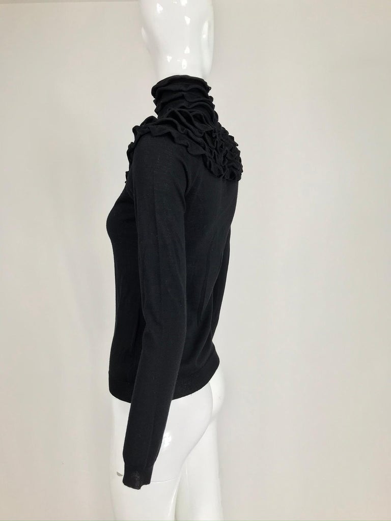 Valentino Black Ruffle Yoke Turtleneck Sweater at 1stDibs