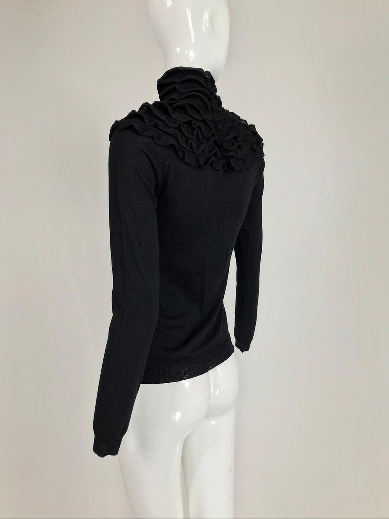 Valentino Black Ruffle Yoke Turtleneck Sweater at 1stDibs