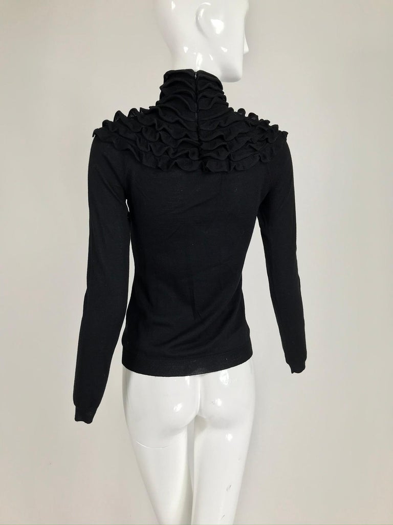 Valentino Black Ruffle Yoke Turtleneck Sweater at 1stDibs