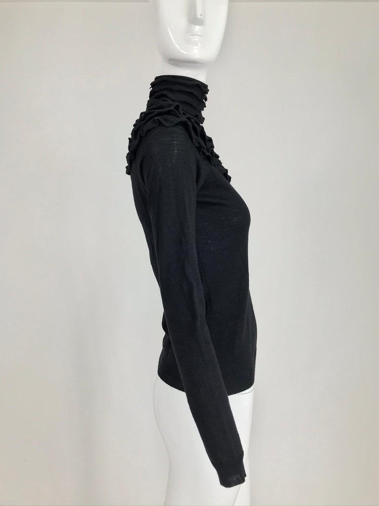 Valentino Black Ruffle Yoke Turtleneck Sweater at 1stDibs