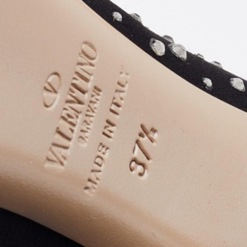 Valentino escarpins à plateforme embellis de cristaux en satin et maille noire, taille 37,5 Pour femmes en vente