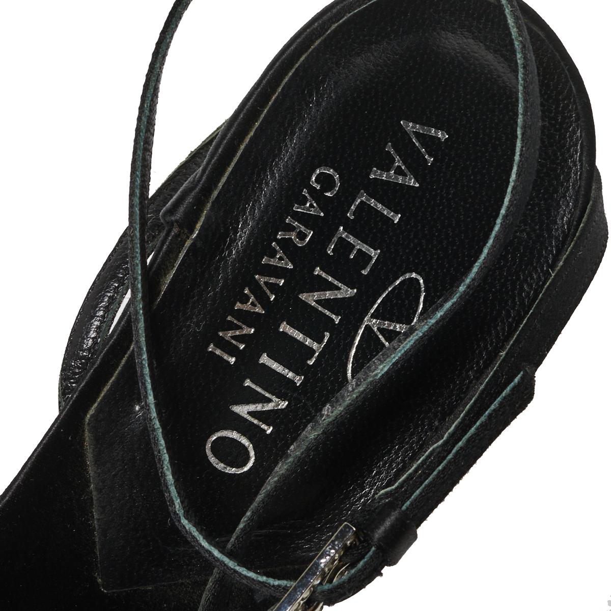 Valentino Black Satin Ankle Strap Sandals Size 39 2