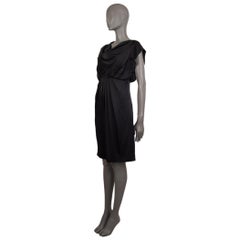 VALENTINO negro SATIN COWL NECK CAP SLEEVE Dress 44