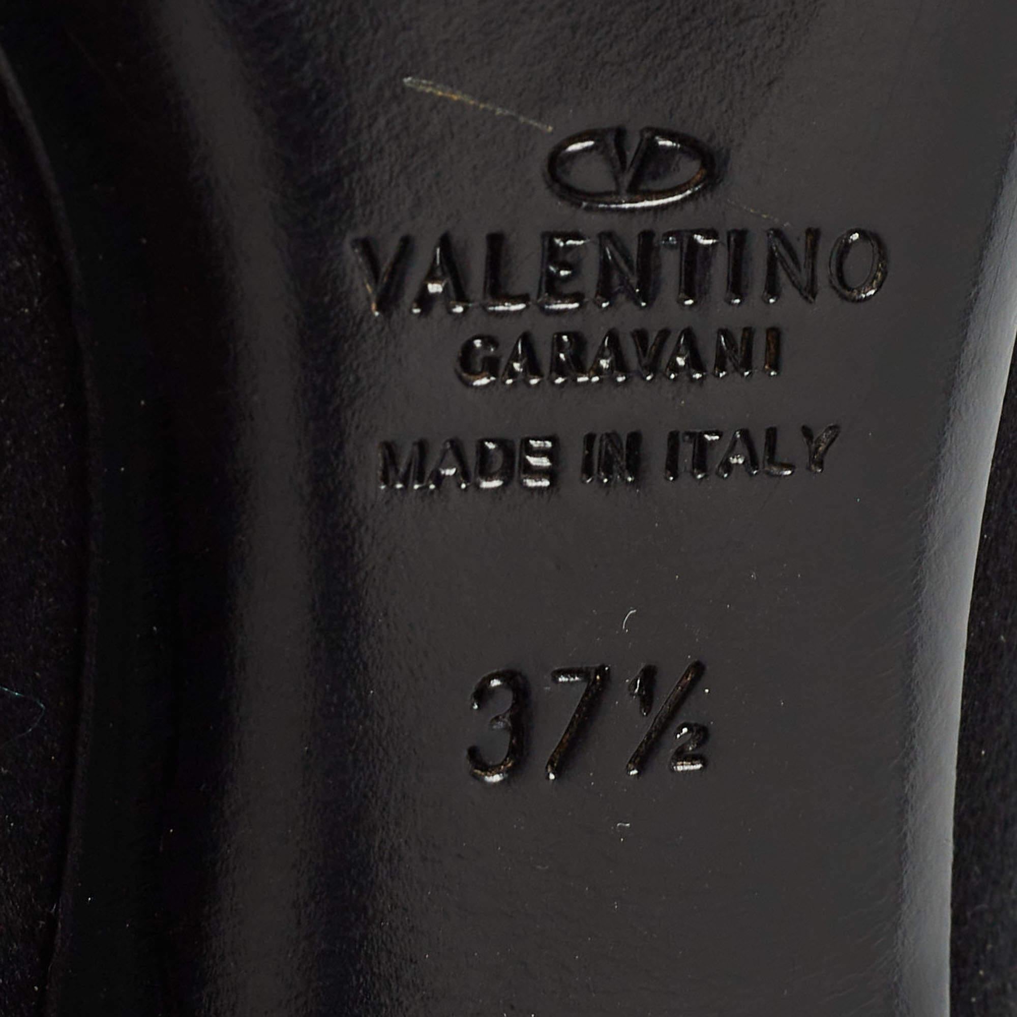 Valentino Black Satin Peep Toe Platform Pumps Size 37.5 en venta 3