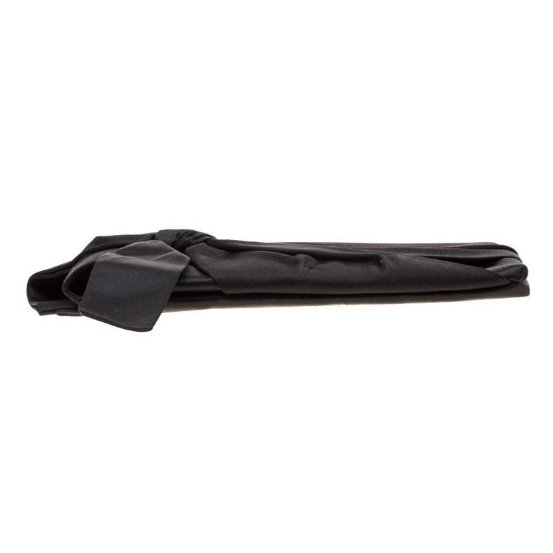 Valentino Black Satin Pleated Bow Clutch 1