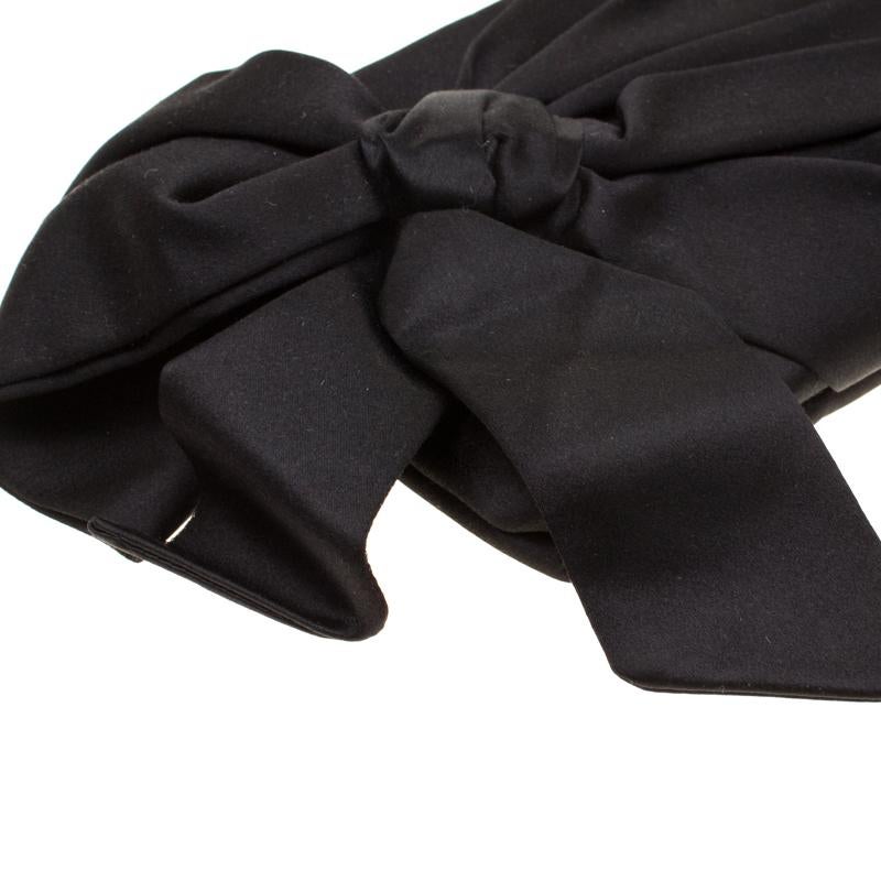 Valentino Black Satin Pleated Bow Clutch 4