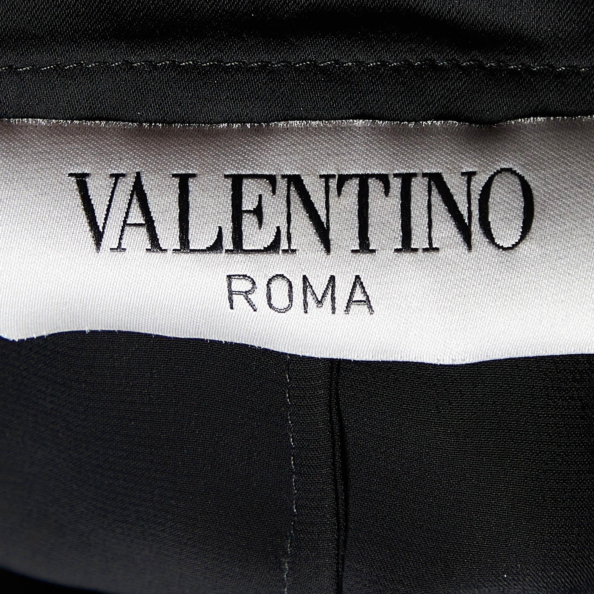 Valentino Schwarz Satin Plissee Ärmel Hemd Kleid M Damen im Angebot