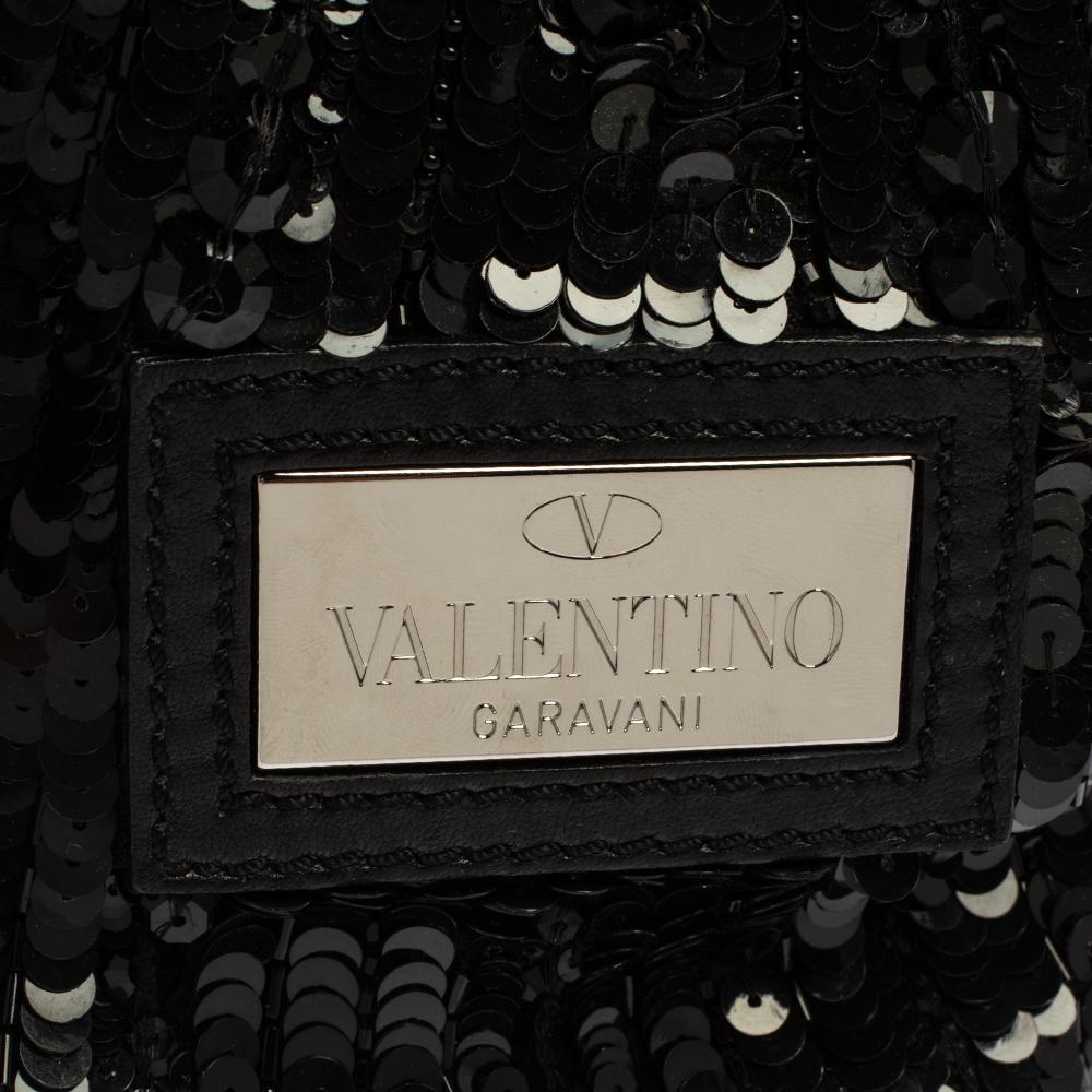 Valentino Black Sequin Bow Hobo 6
