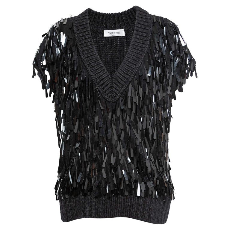 White Embroidery Sequin Embellished Boho V-Neck Vest Crop Top main image 0