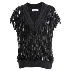 Valentino Black Sequin Embellished Wool Sweater Vest S