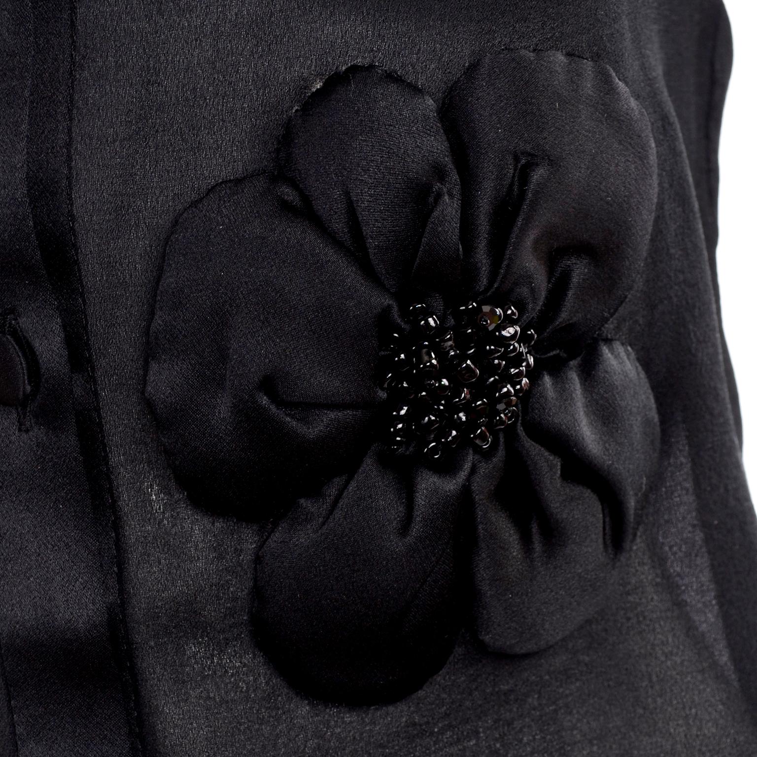 Valentino Black Sheer Chiffon Blouse With Beaded Silk Floral Appliques 4