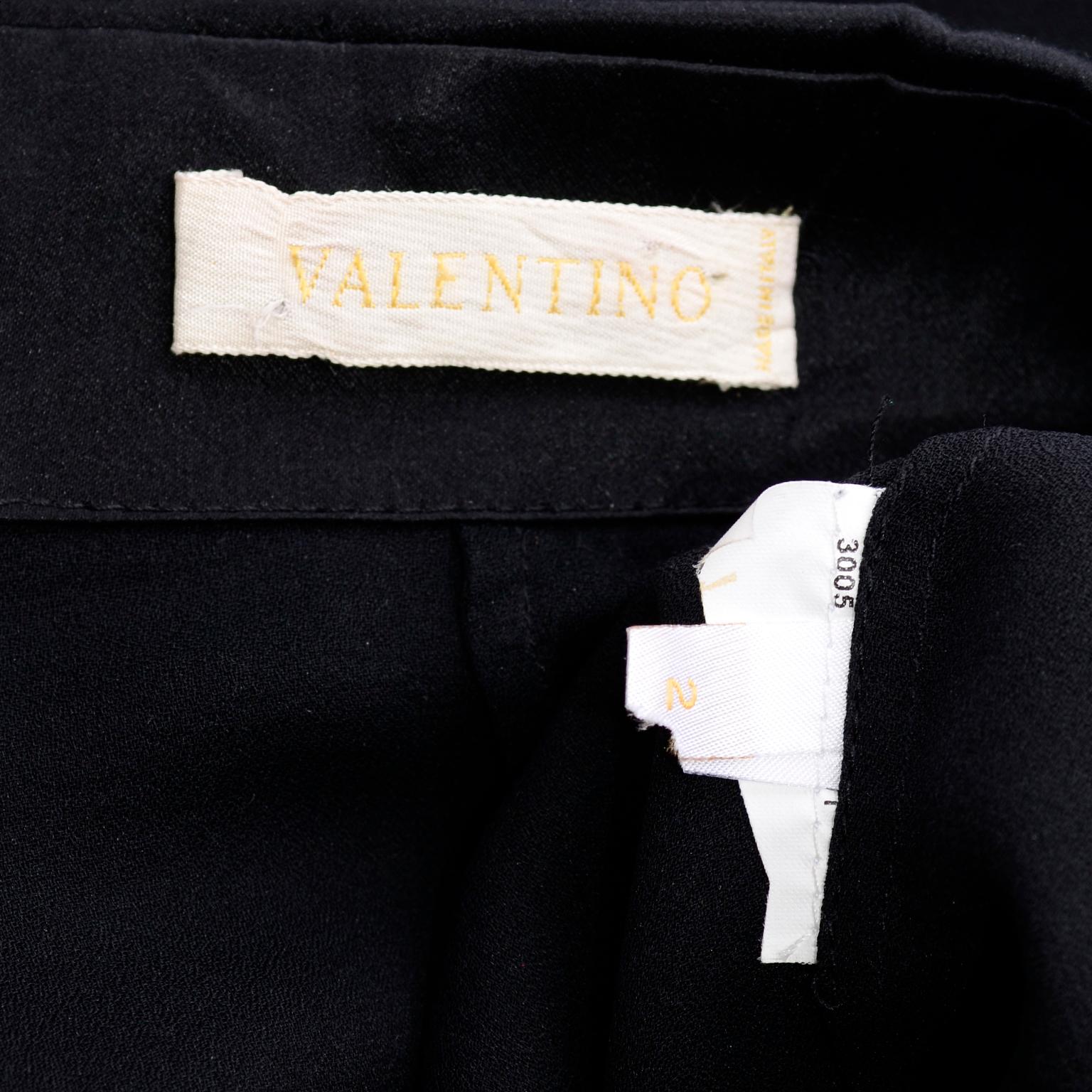 Valentino Black Sheer Chiffon Blouse With Beaded Silk Floral Appliques 6
